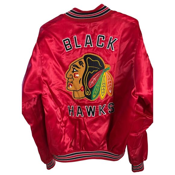 Vintage Chicago Blackhawks Satin Bomber Jacket - Picture 2 of 5